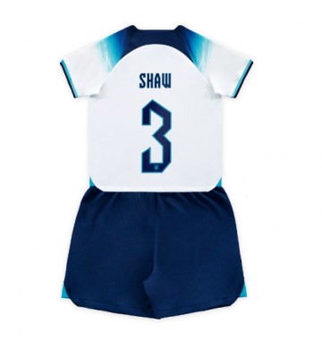 England Luke Shaw #3 Replica Home Stadium Kit for Kids World Cup 2022 Short Sleeve (+ pants)